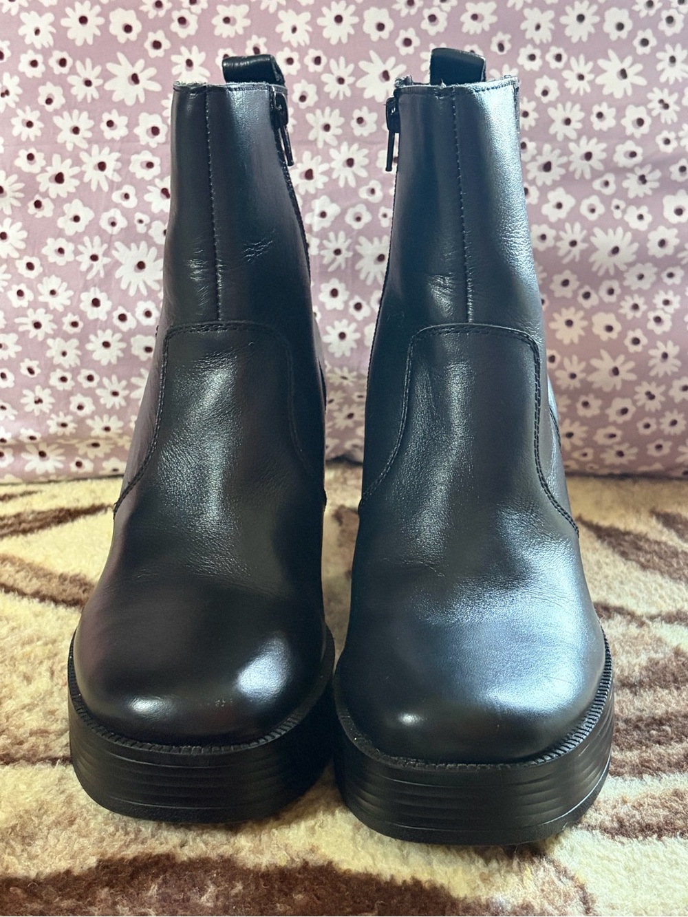 House of Harlow 1960 Hawthorne Leather Platform Boots Black Size 9.5